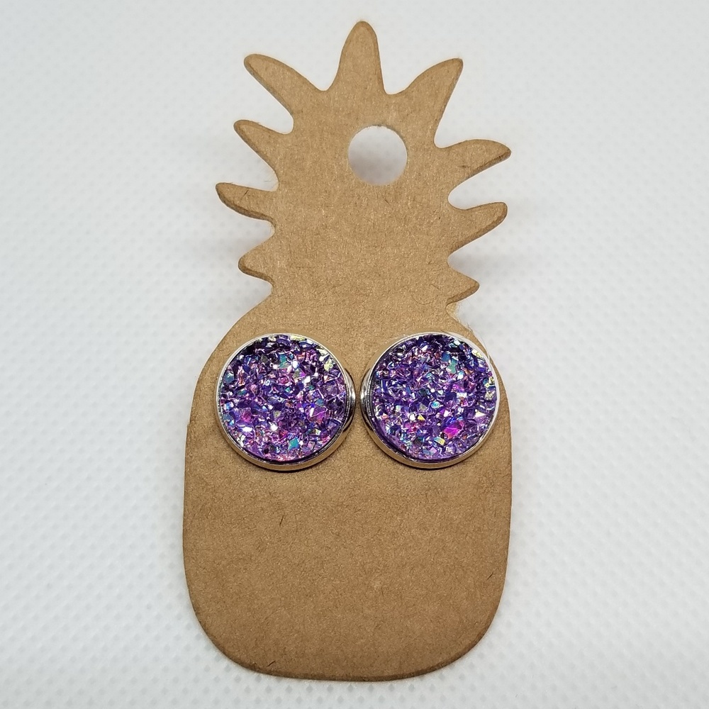 FAUX DRUZY POST EARRING